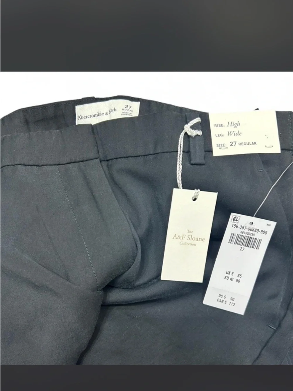 Abercrombie & Fitch Black High-Rise Wide-Leg Trousers - Picture 6 of 6